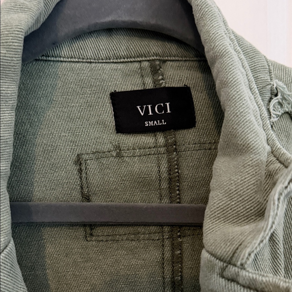 Vici Military Green Field Jacket with Patches - Picture 2 of 3